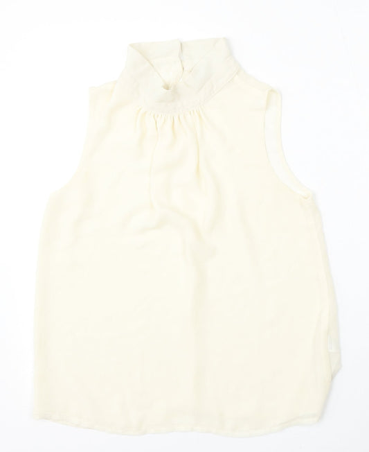 New Look Womens Beige  Polyester Basic Tank Size 10 Round Neck