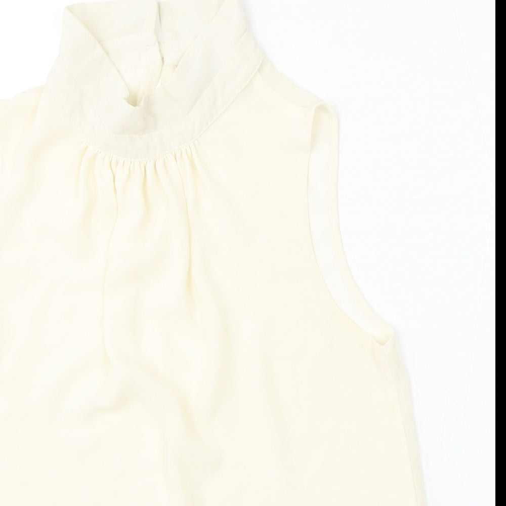 New Look Womens Beige  Polyester Basic Tank Size 10 Round Neck