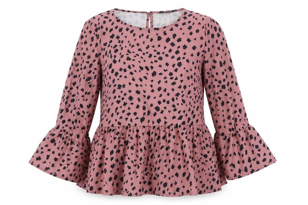 SheIn Womens Pink Geometric Polyester Basic Blouse Size M Round Neck