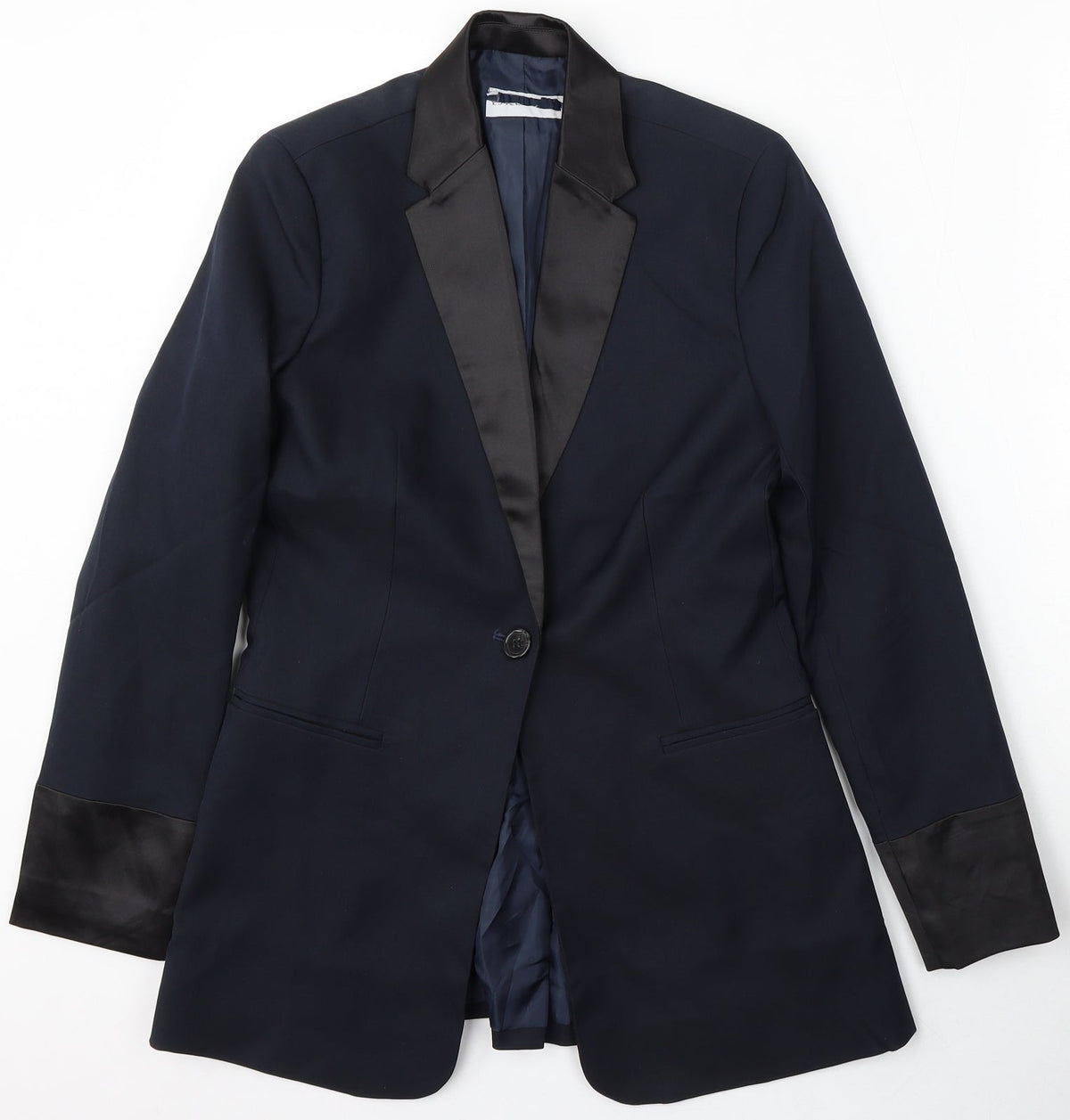 Preworn Womens Blue  Polyester Jacket Suit Size 6