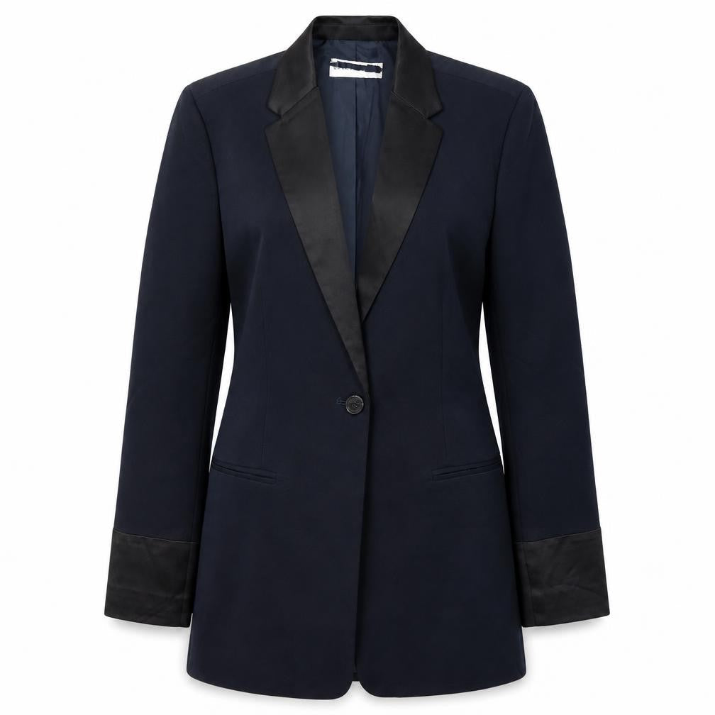 Preworn Womens Blue  Polyester Jacket Suit Size 6