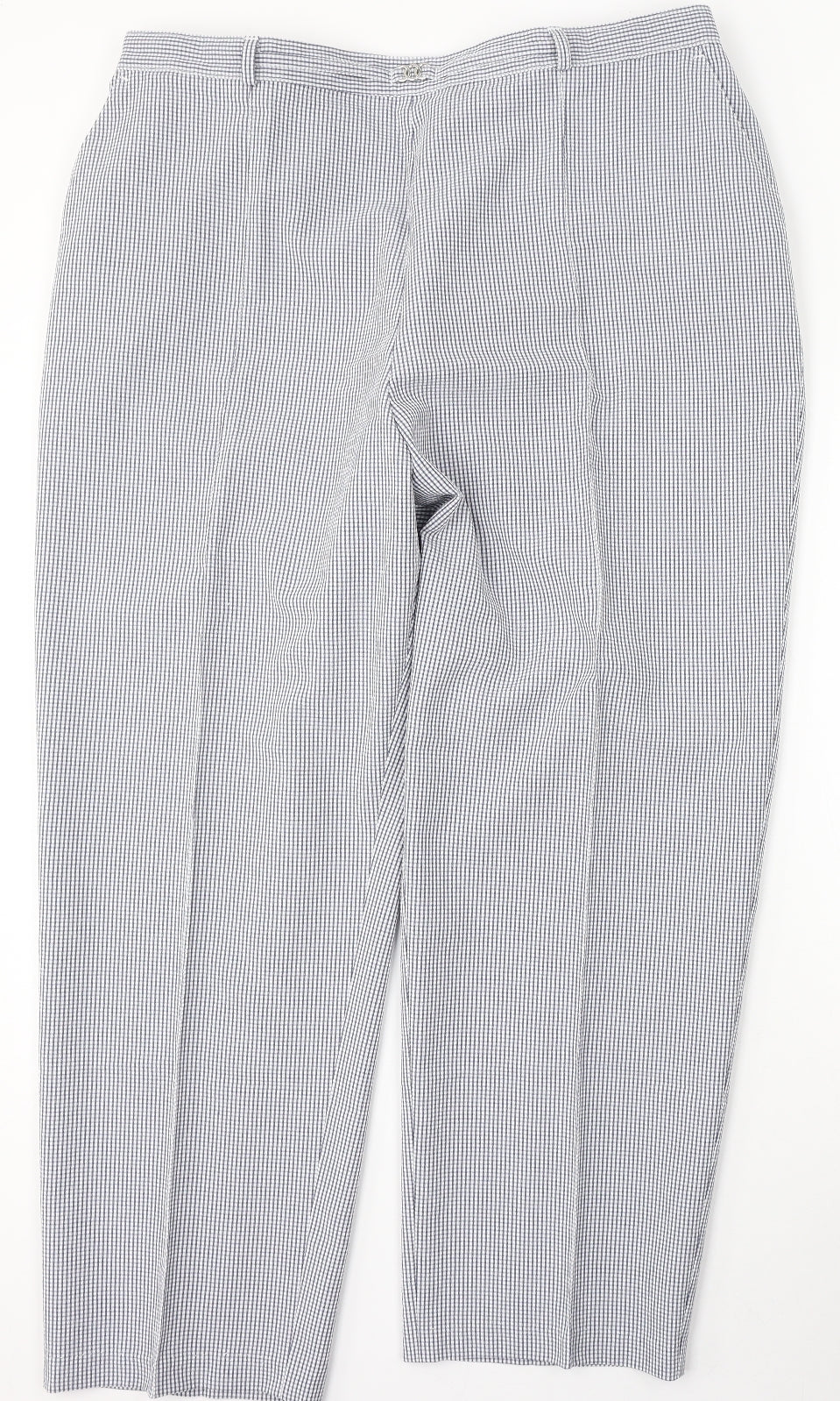 Preworn Womens Blue Check Polyester Trousers  Size 38 L28 in Regular
