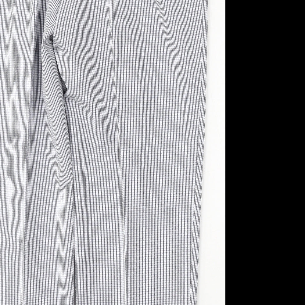 Preworn Womens Blue Check Polyester Trousers  Size 38 L28 in Regular