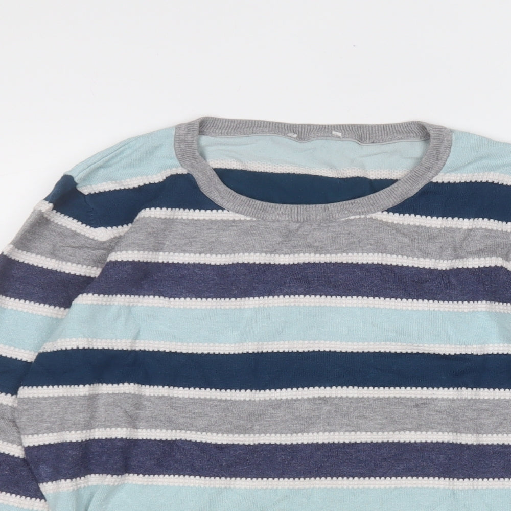 Preworn Womens Multicoloured Round Neck Striped Viscose Pullover Jumper Size L