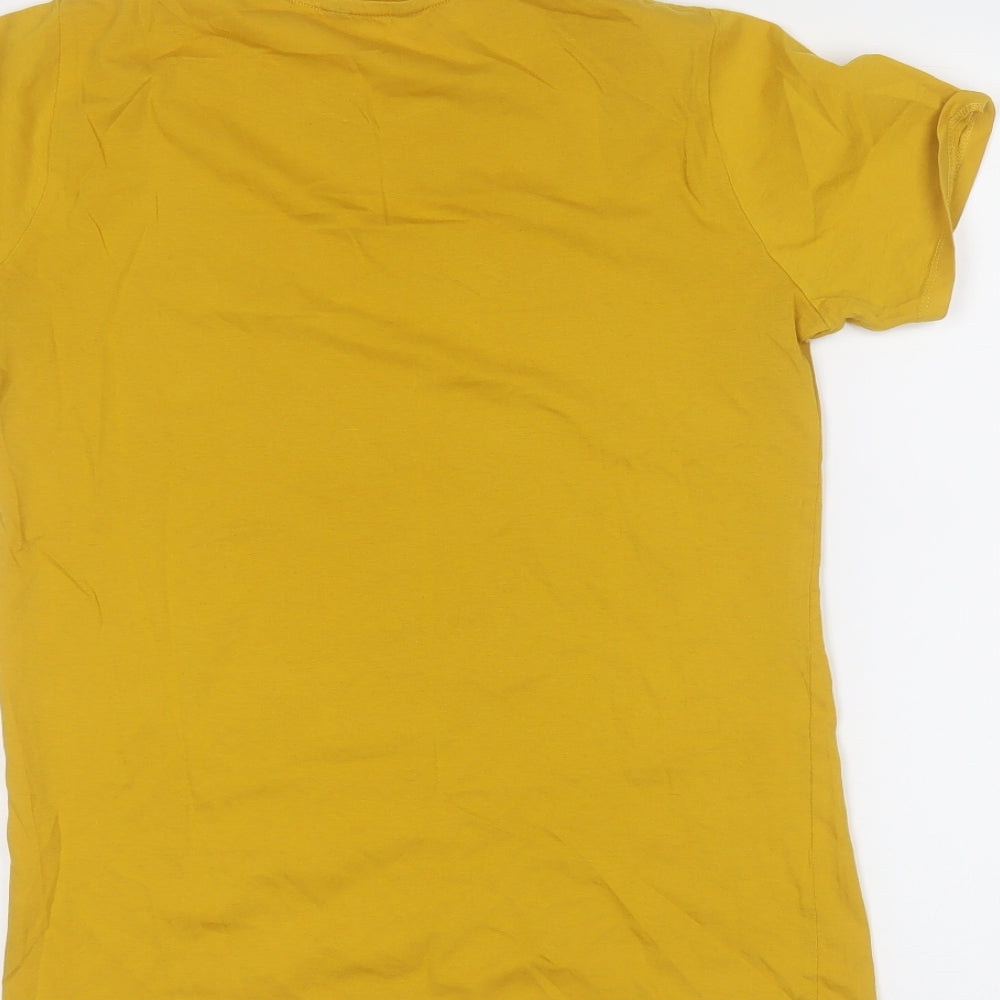 New Look Womens Yellow  Cotton Basic T-Shirt Size 8 Round Neck - Have a nice day