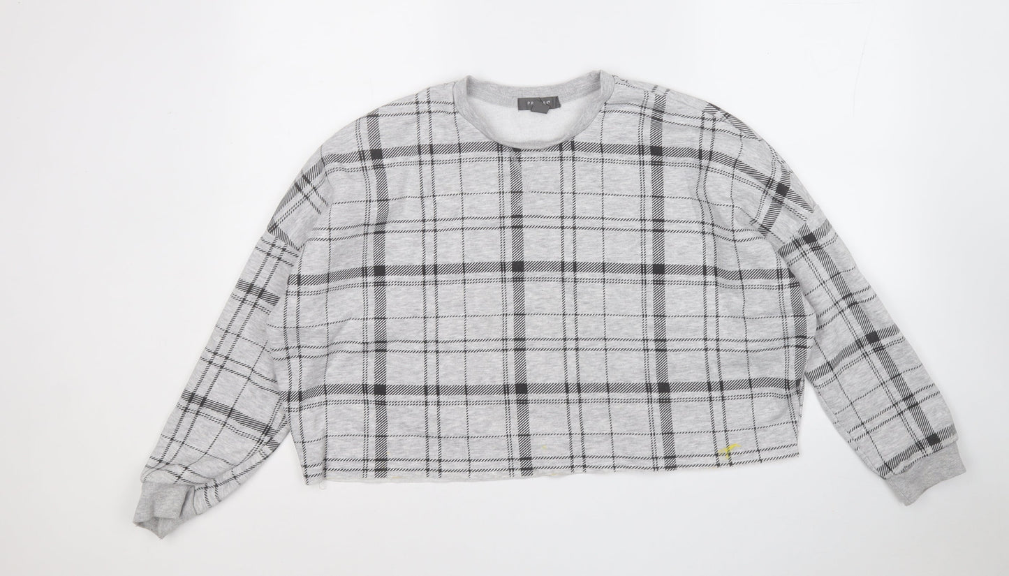 Primark Womens Grey Plaid Polyester Pullover Sweatshirt Size 10