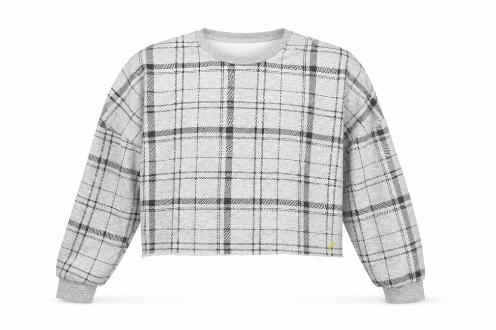 Primark Womens Grey Plaid Polyester Pullover Sweatshirt Size 10