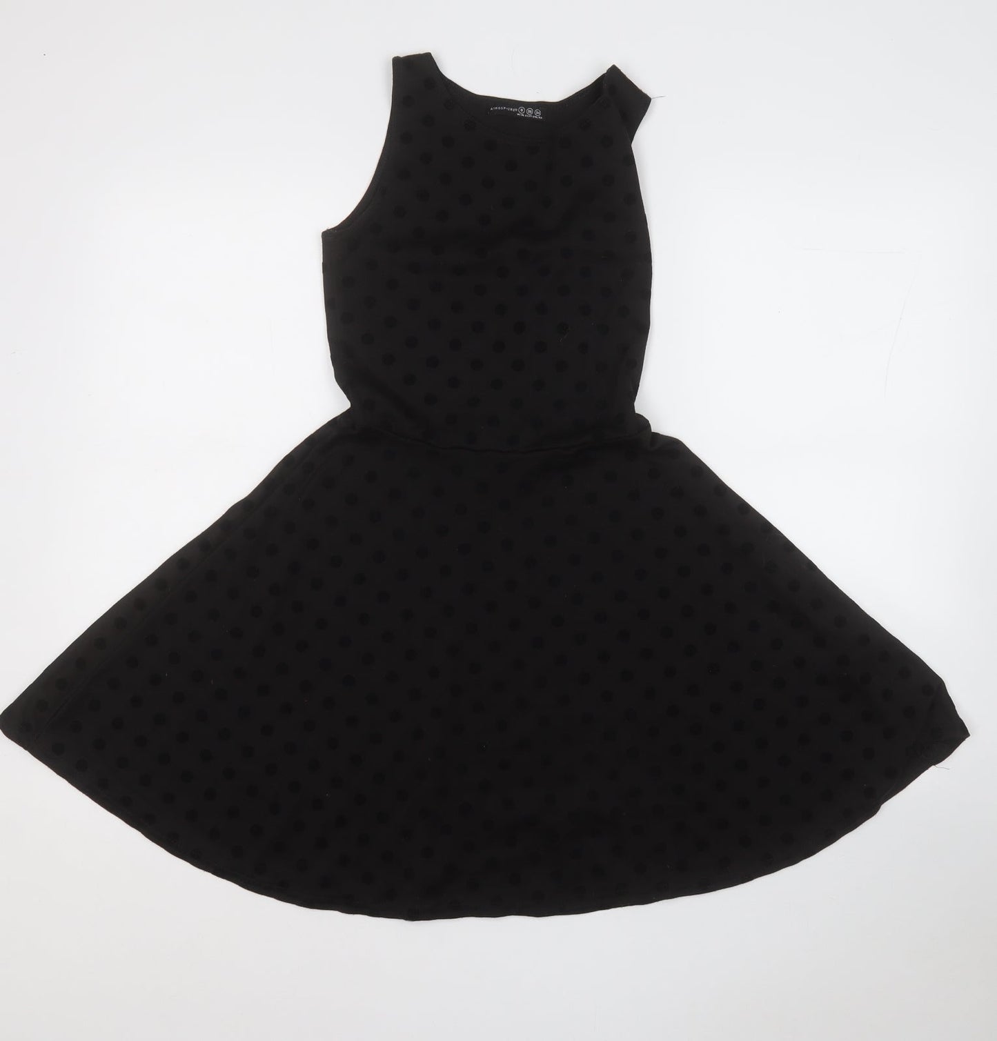 Atmosphere Womens Black Polka Dot Polyester Fit & Flare  Size 8  Round Neck