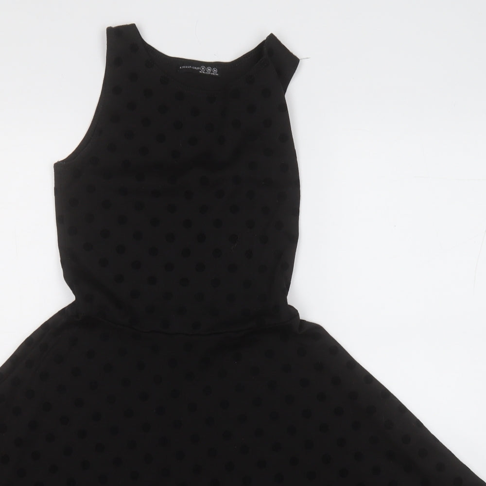Atmosphere Womens Black Polka Dot Polyester Fit & Flare  Size 8  Round Neck