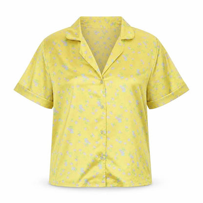 ASOS Womens Yellow Floral Polyester Basic Button-Up Size 8 Collared