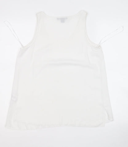 Preloved Primark Womens White  Polyester Basic Blouse Size 12 Round Neck - Back