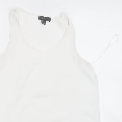 Preloved Primark Womens White  Polyester Basic Blouse Size 12 Round Neck - Detail