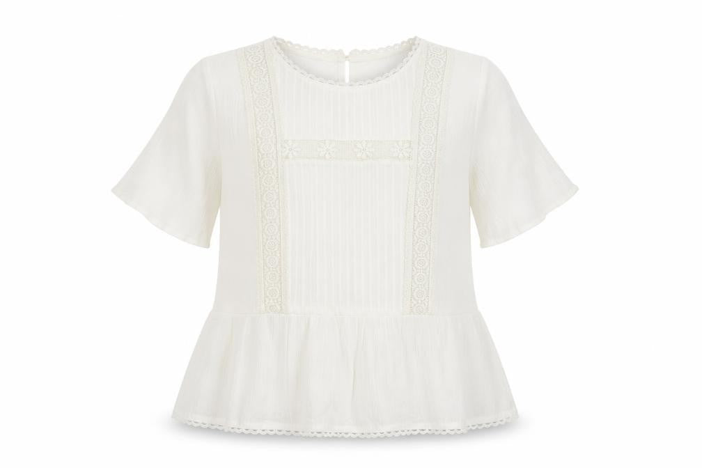F&F Womens White Round Neck Geometric Viscose Pullover Jumper Size 12