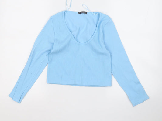 Dunnes Stores Womens Blue V-Neck  Polyimide Pullover Jumper Size M