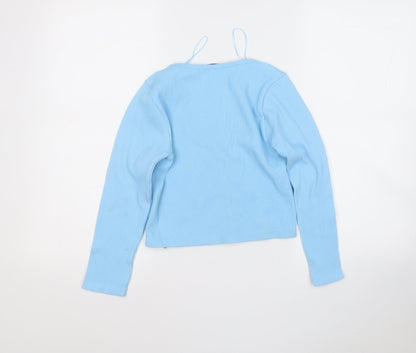 Dunnes Womens Blue V-Neck  Polyimide Pullover Jumper Size M