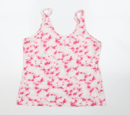 Preloved Primark Womens Pink Geometric Cotton Basic Tank Size 16 Round Neck - Front