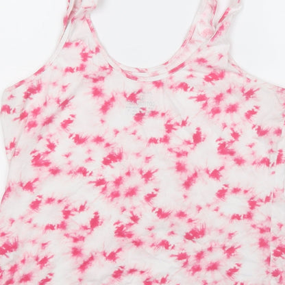 Preloved Primark Womens Pink Geometric Cotton Basic Tank Size 16 Round Neck - Label