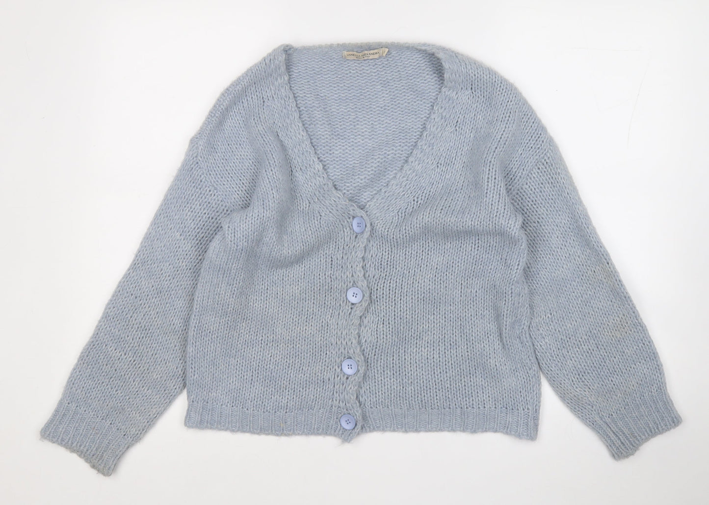 vanessa alexandra  Womens Blue V-Neck  Acrylic Cardigan Jumper Size M