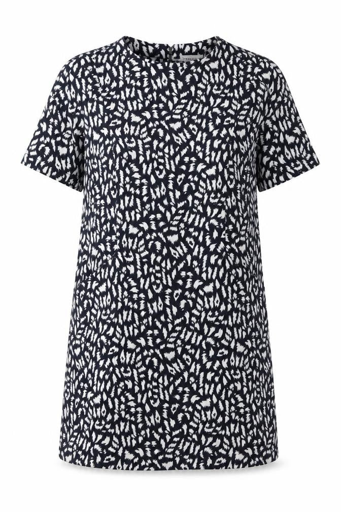 Warehouse Womens Blue Animal Print Polyester A-Line  Size 12  Round Neck