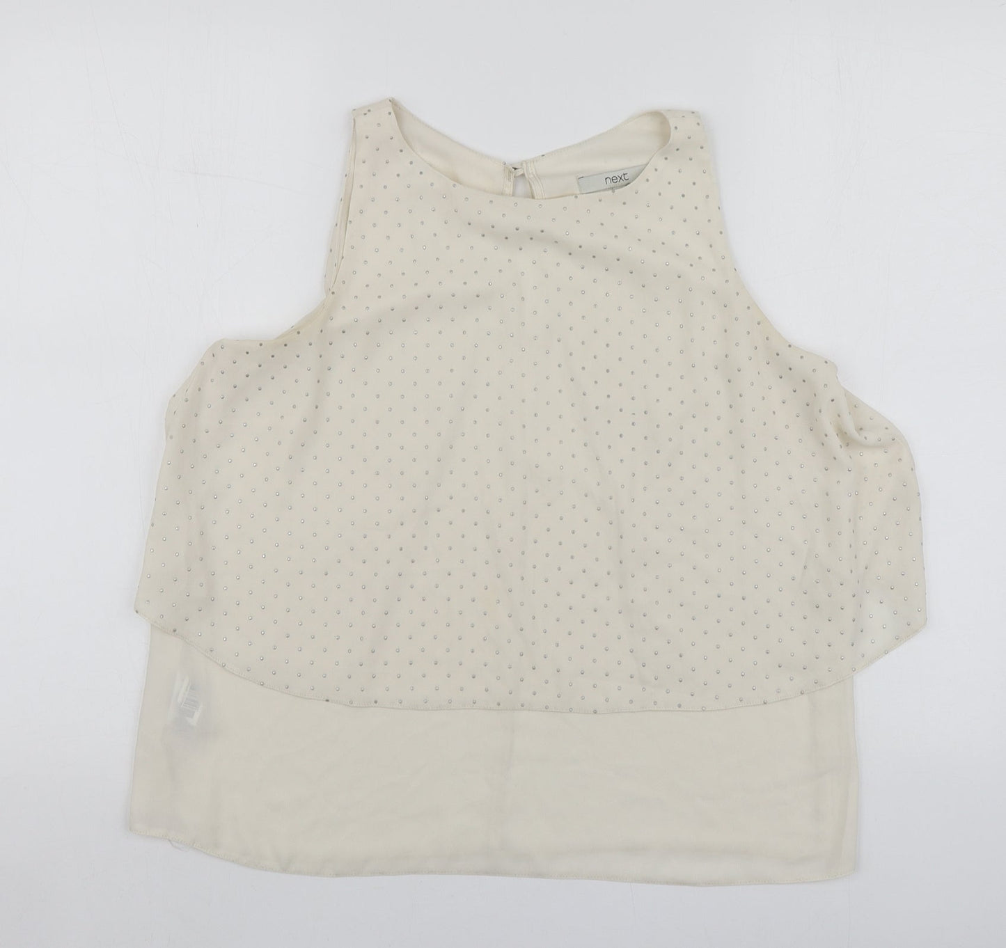 NEXT Womens Beige  Polyester Basic Blouse Size 12 Round Neck