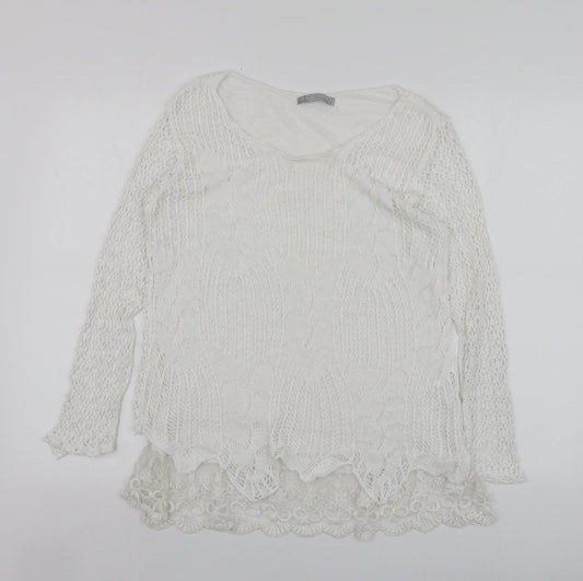LV Clothhing Womens White  Polyester Basic Blouse Size S Round Neck