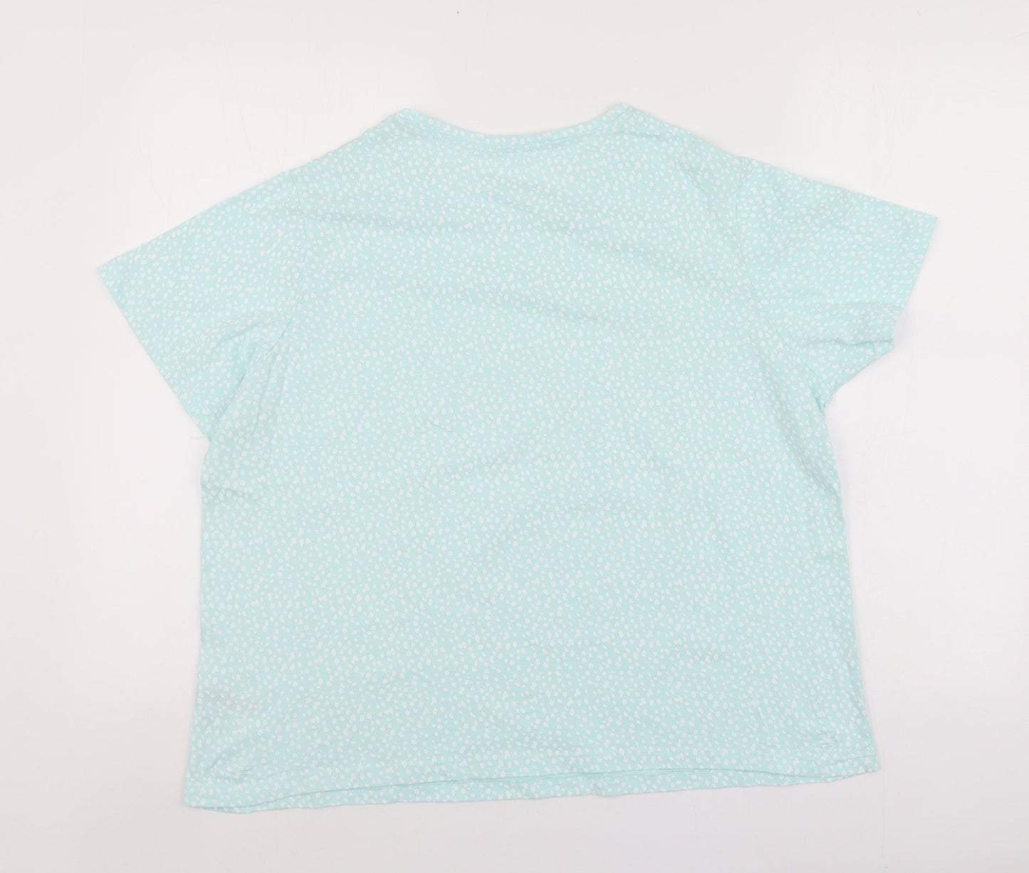 Dunnes Stores Womens Blue Polka Dot Cotton Basic T-Shirt Size L Round Neck