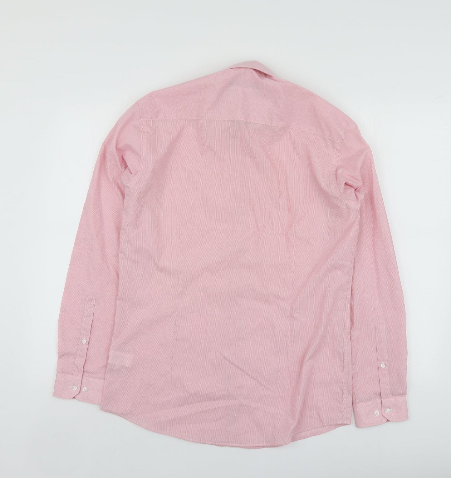 Cedar Wood State Mens Pink  Polyester  Button-Up Size 15 Collared