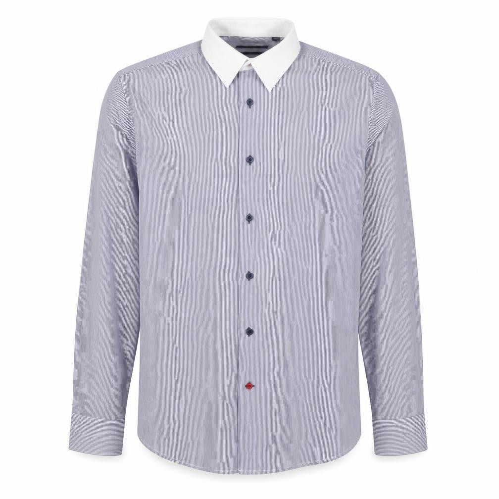 NEXT Mens Blue Striped Polyester  Button-Up Size 15 Collared