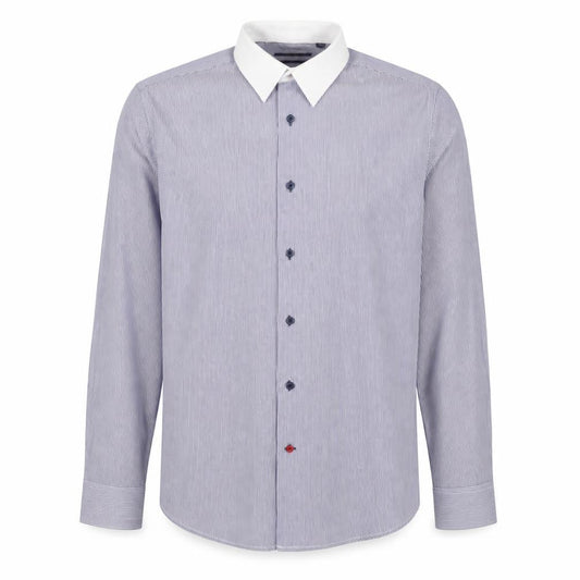 Next Mens Blue Striped Polyester  Button-Up Size 15 Collared