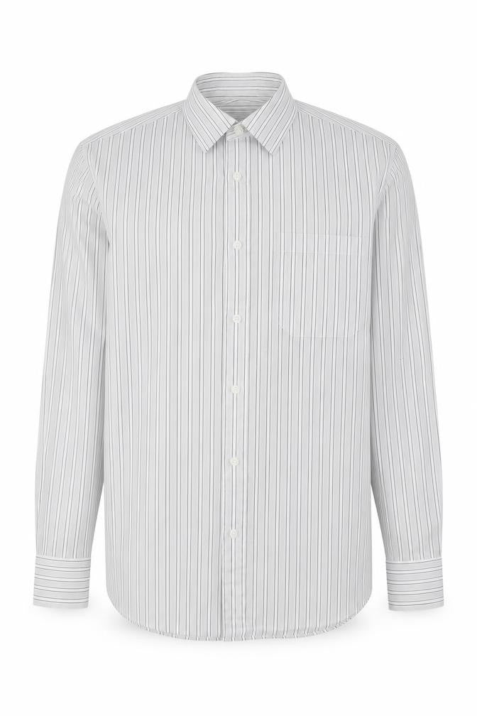 Burton Mens Grey Striped Polyester  Button-Up Size 15 Collared