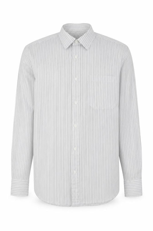 Burton Mens Grey Striped Polyester  Button-Up Size 15 Collared