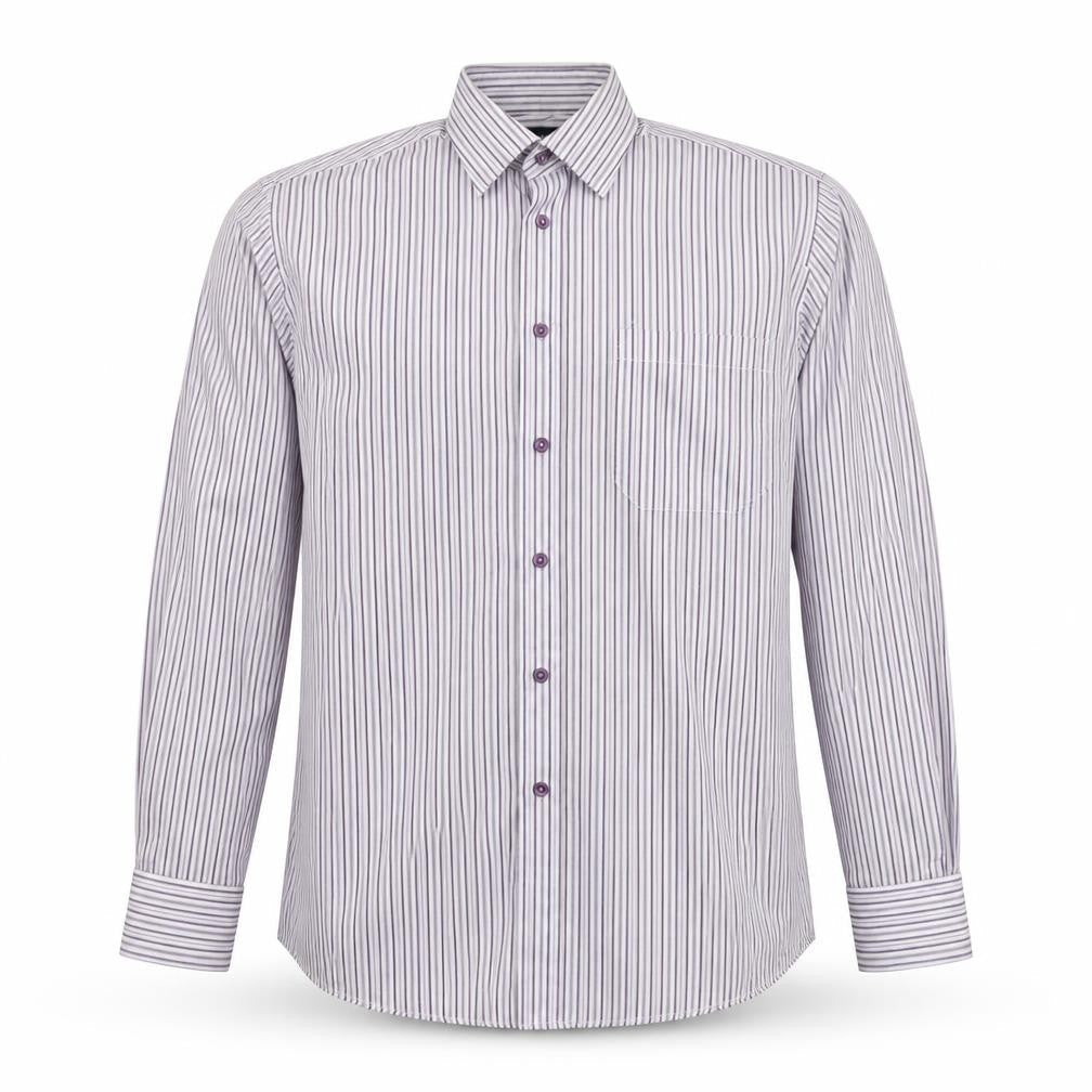 Taylor & Wright Mens Purple Striped Polyester  Button-Up Size 15 Collared