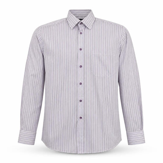 Taylor & Wright Mens Purple Striped Polyester  Button-Up Size 15 Collared