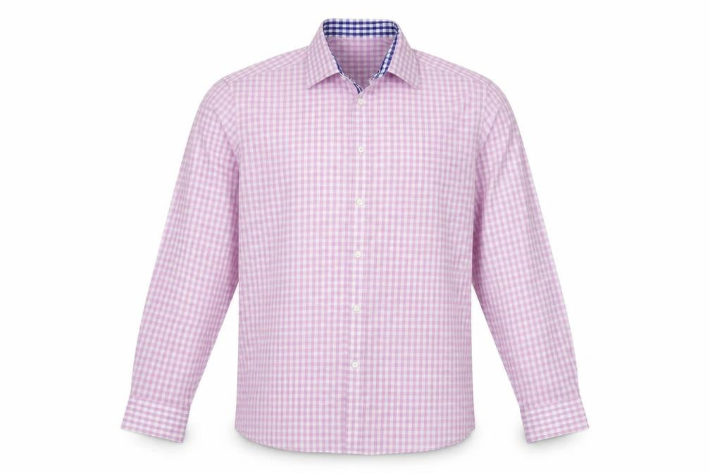 New Haven Mens Pink Check Cotton  Button-Up Size L Collared