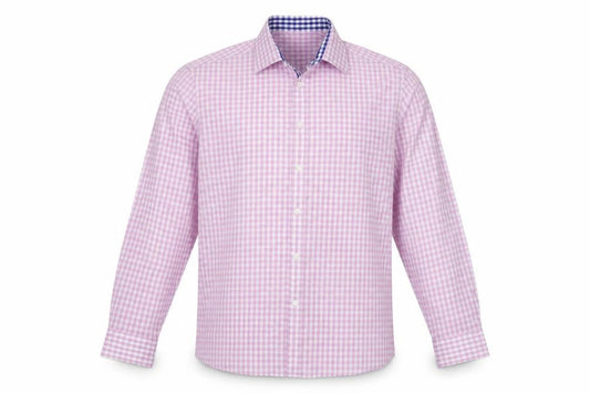 New Haven Mens Pink Check Cotton  Button-Up Size L Collared