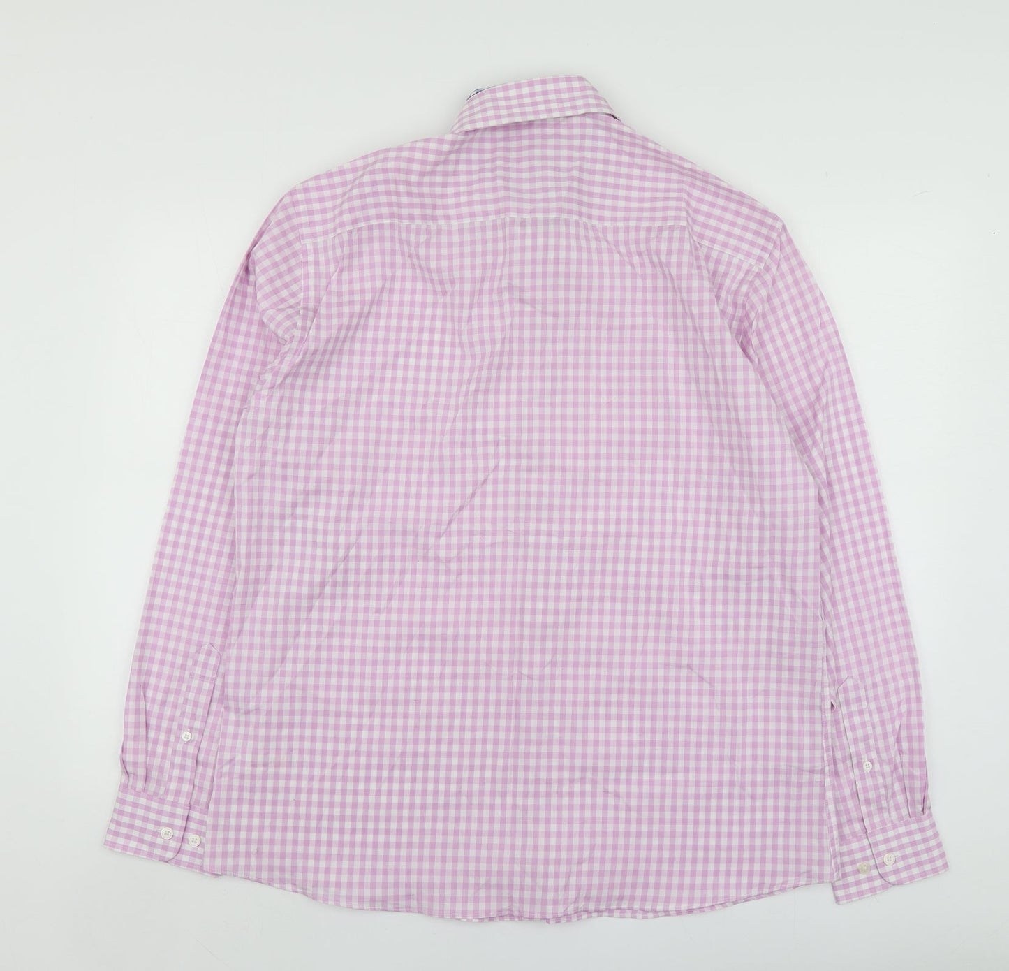 New Haven Mens Pink Check Cotton  Button-Up Size L Collared