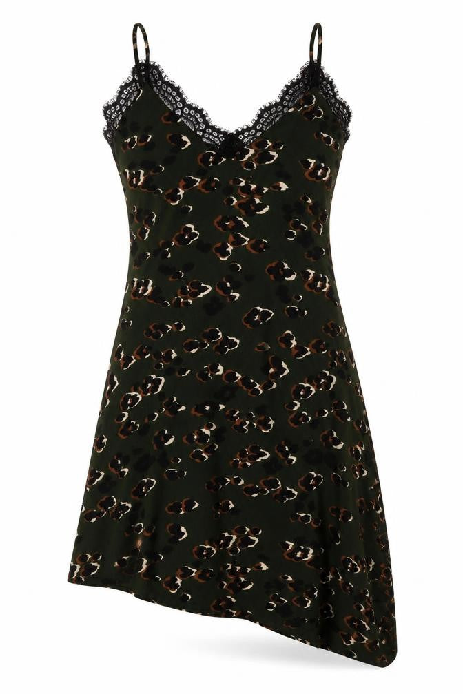 Diffuse Womens Green Animal Print Polyester Trapeze & Swing  Size 10  V-Neck