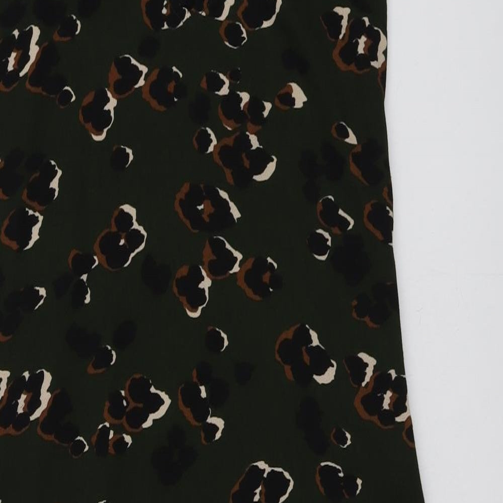 Diffuse Womens Green Animal Print Polyester Trapeze & Swing  Size 10  V-Neck