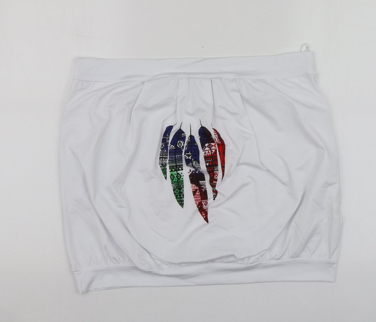 Yoins Womens White Geometric Polyester Basic T-Shirt Size 2XL Square Neck