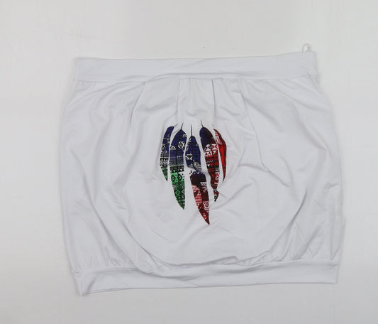 Yoins Womens White Geometric Polyester Basic T-Shirt Size 2XL Square Neck
