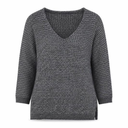 George Womens Silver V-Neck  Polyester Pullover Jumper Size L
