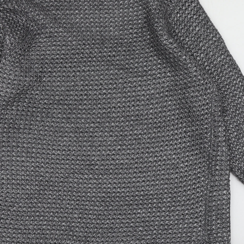 George Womens Silver V-Neck  Polyester Pullover Jumper Size L
