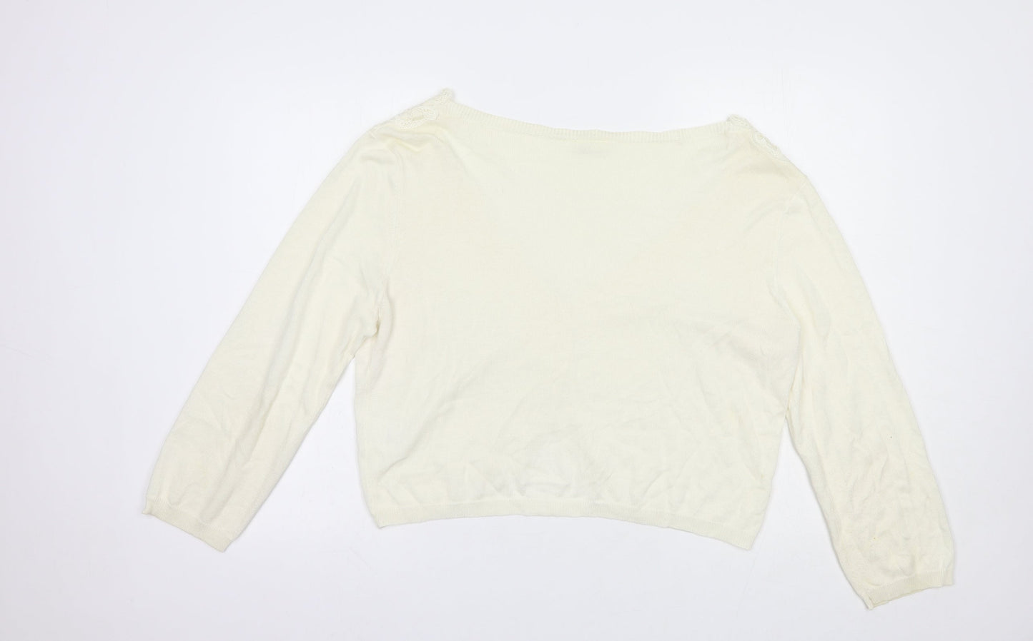 Together Womens Ivory V-Neck  Cotton Cardigan Jumper Size 20