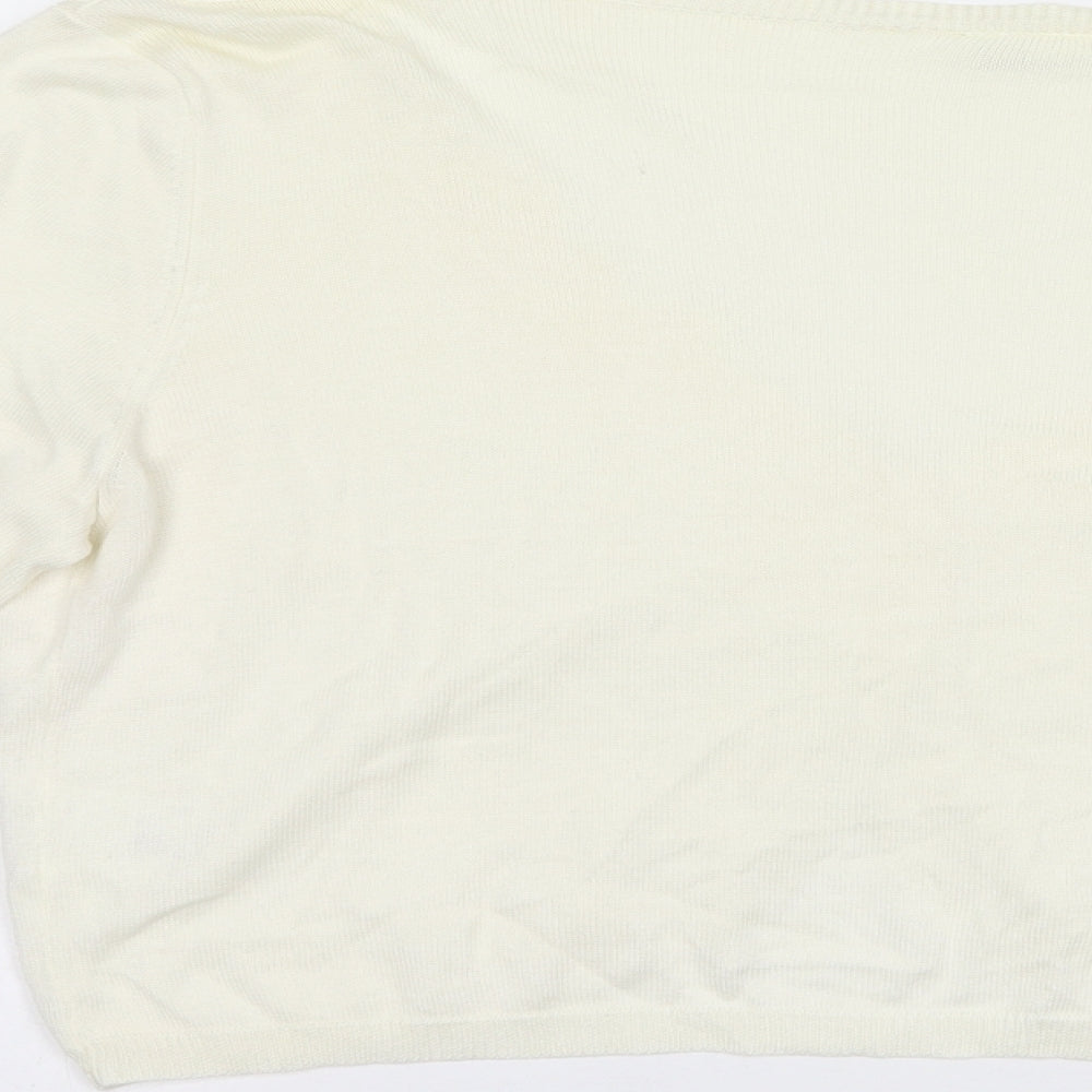 Together Womens Ivory V-Neck  Cotton Cardigan Jumper Size 20