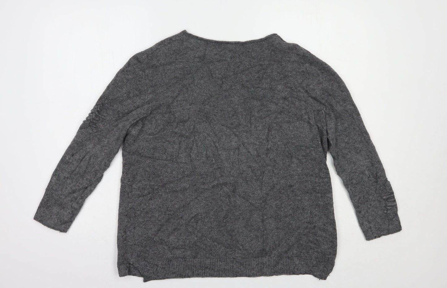 Made in Italy Womens Grey Boat Neck  Viscose Pullover Jumper Size L   - Stars