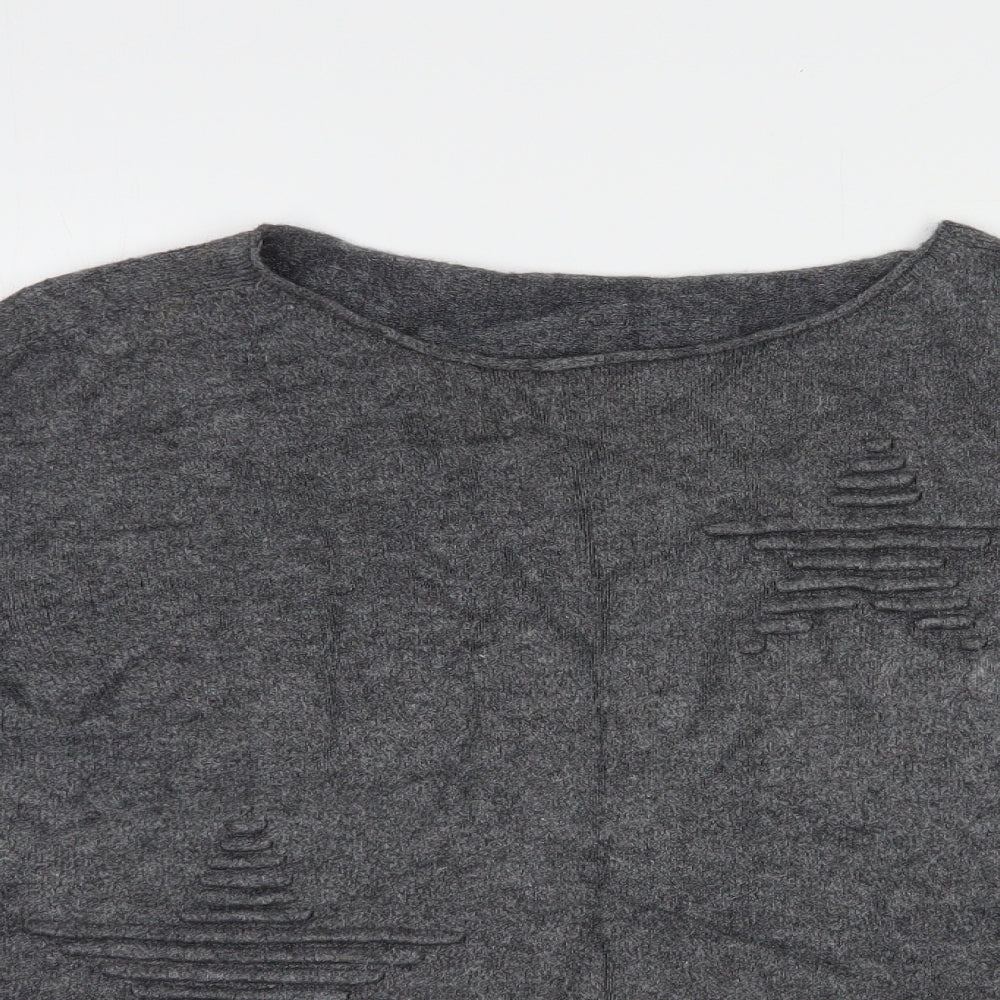 Made in Italy Womens Grey Boat Neck  Viscose Pullover Jumper Size L   - Stars