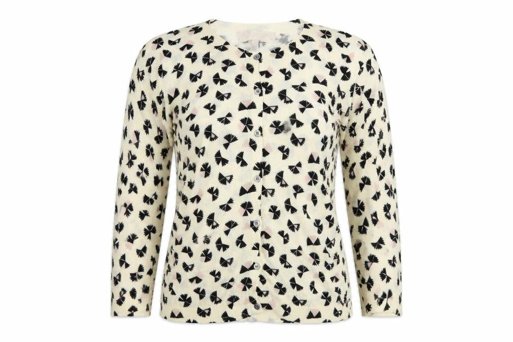 Fenn Wright Manson Womens Ivory Scoop Neck Geometric Cotton Cardigan Jumper Size L