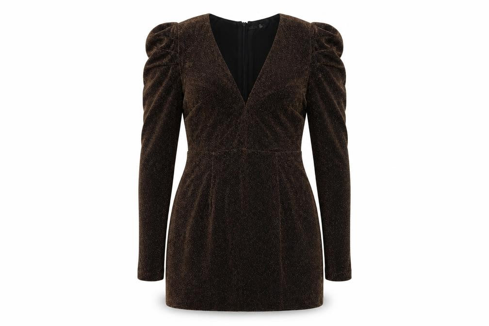 Nasty Gal Womens Brown  Polyester Mini  Size 8  V-Neck Zip