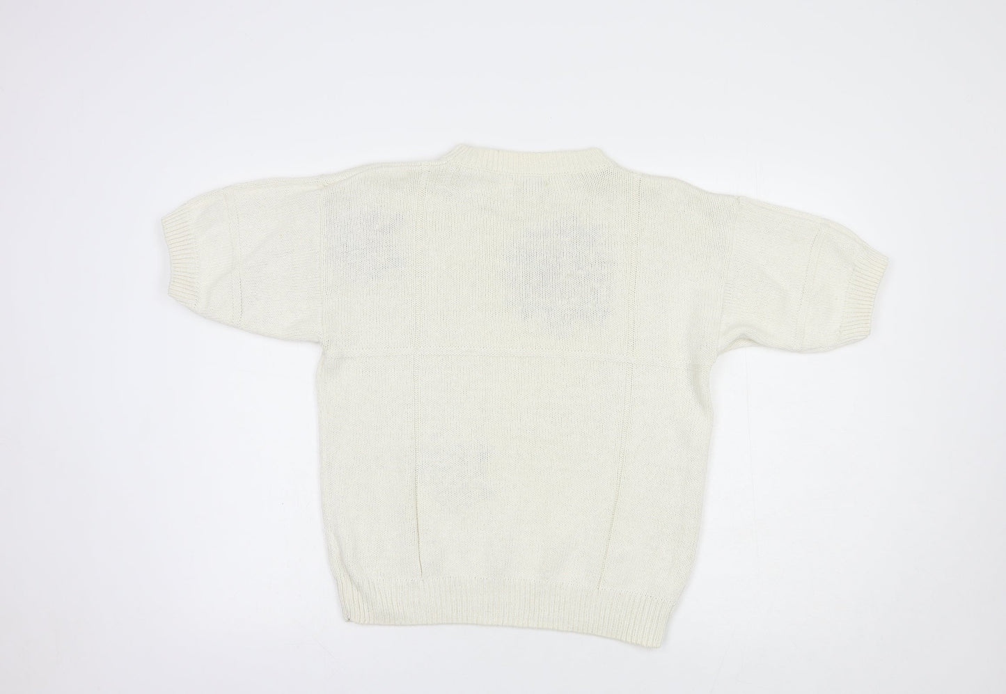 Paolocci Womens Ivory Crew Neck  Ramie Pullover Jumper Size M