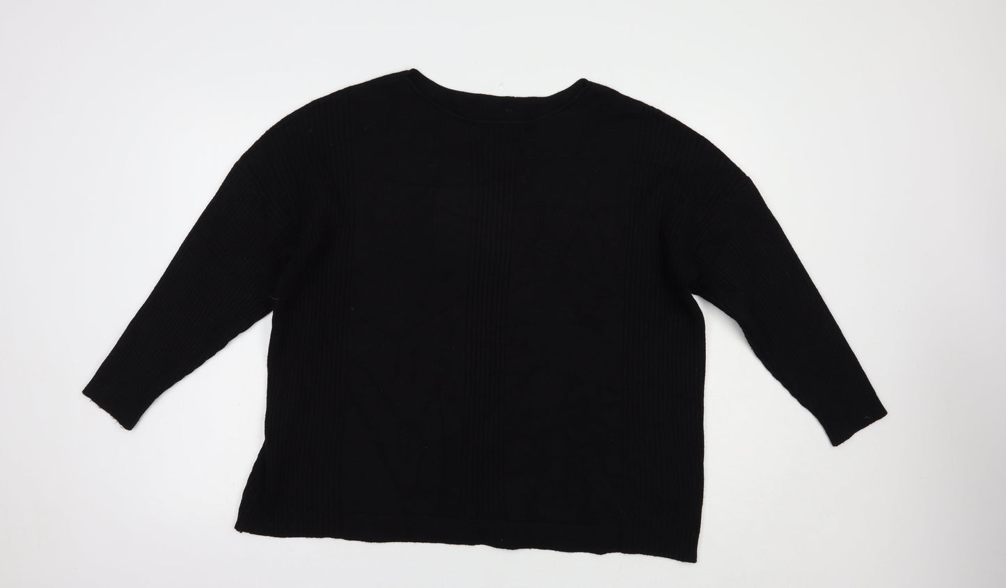 Preworn Womens Black Boat Neck  Viscose Pullover Jumper Size L
